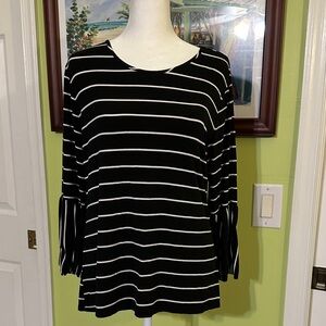 Black and White Striped Women's Top